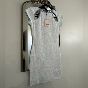 Missguided Gray Mini Dress with Shoulder Cutouts